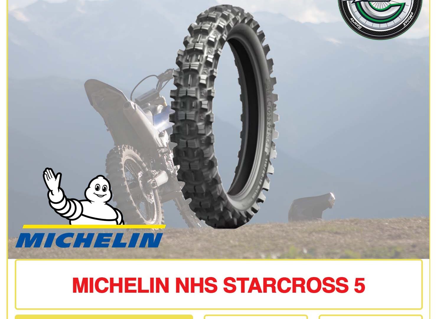 Michelin NHS Starcross 5 Tyre With A Motorcycle In The Background | eMotoX Sports