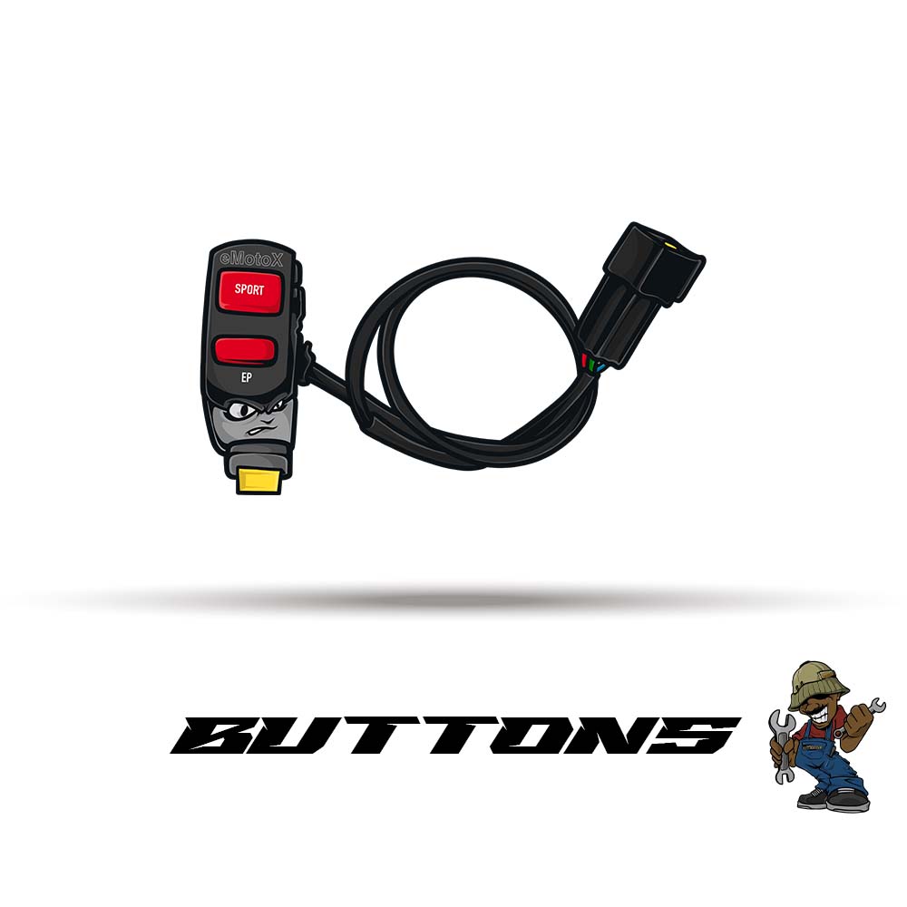 Electric bike handlebar control buttons and wiring components for e-bikes and electric dirt bikes from eMotoX Sports